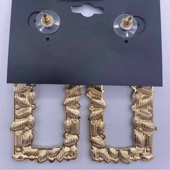 NOIR rhinestone crystal square drop dangle earrings, statement jewelry- New - Picture 5 of 11